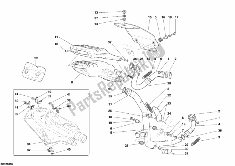 Toutes les pièces pour le Système D'échappement du Ducati Superbike 999 S USA 2005